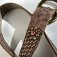 Metal embroidered solid leather belt