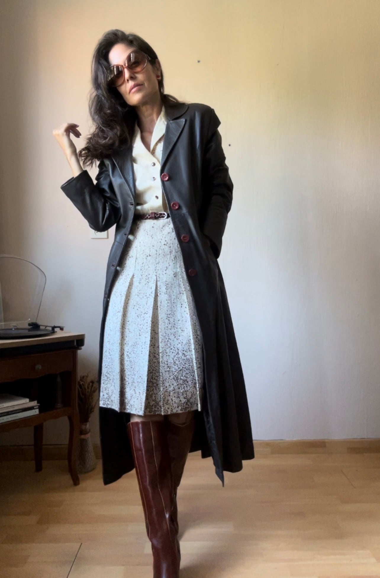 Vintage maxi leather coat