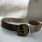 Metal embroidered solid leather belt