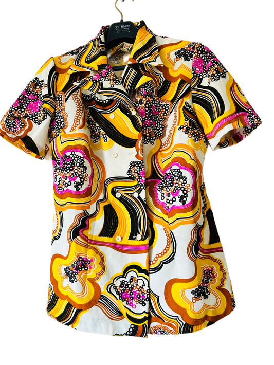 70s retro print shirt