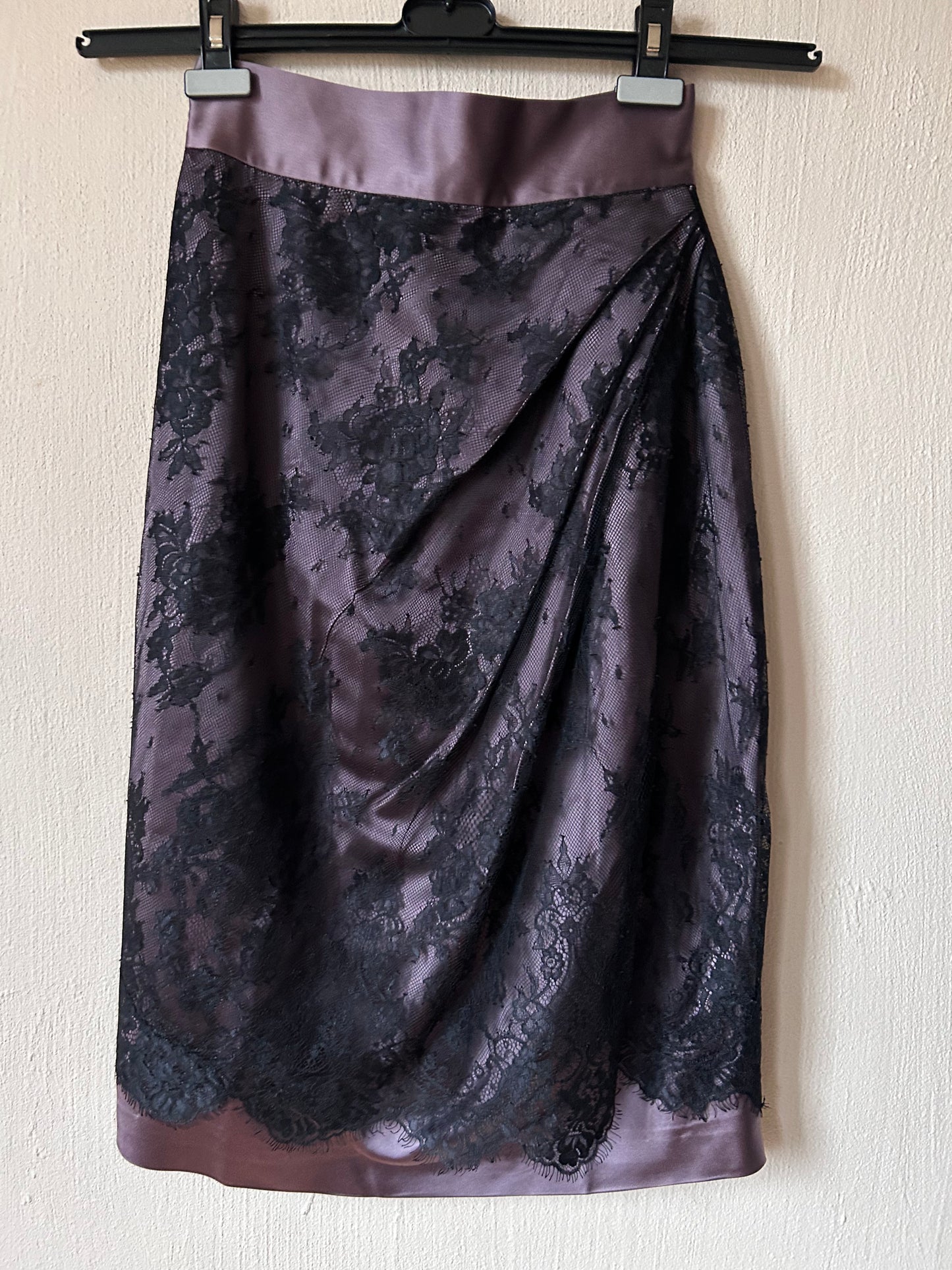 Vintage satin & lace cocktail skirt