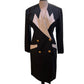 Vintage Mikael's Paris 80s Tuxedo Dress | Black & White Power Suit Dress (Size FR 1)