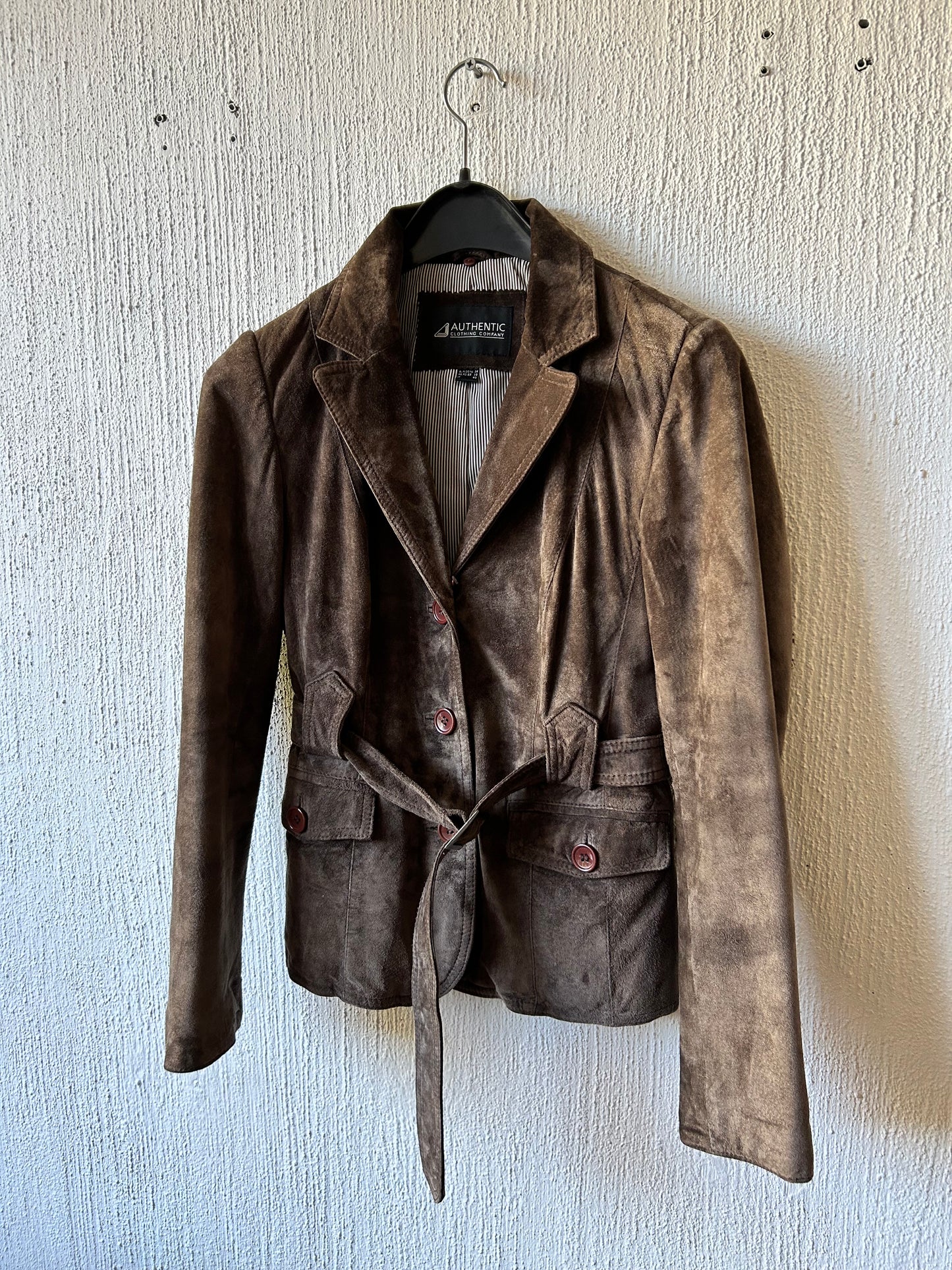 Belted suede jacket