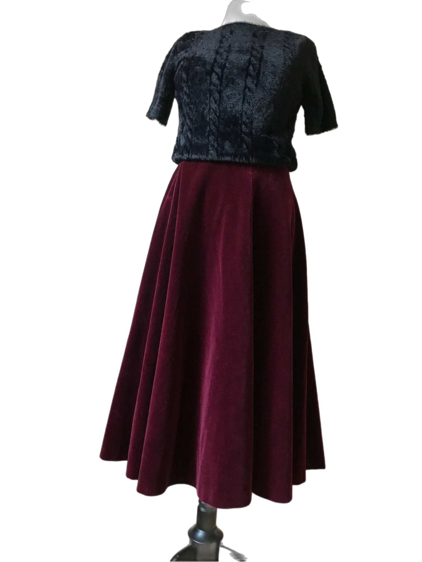 Bordeaux velvet skirt