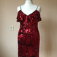 Red sequin christmas party dress