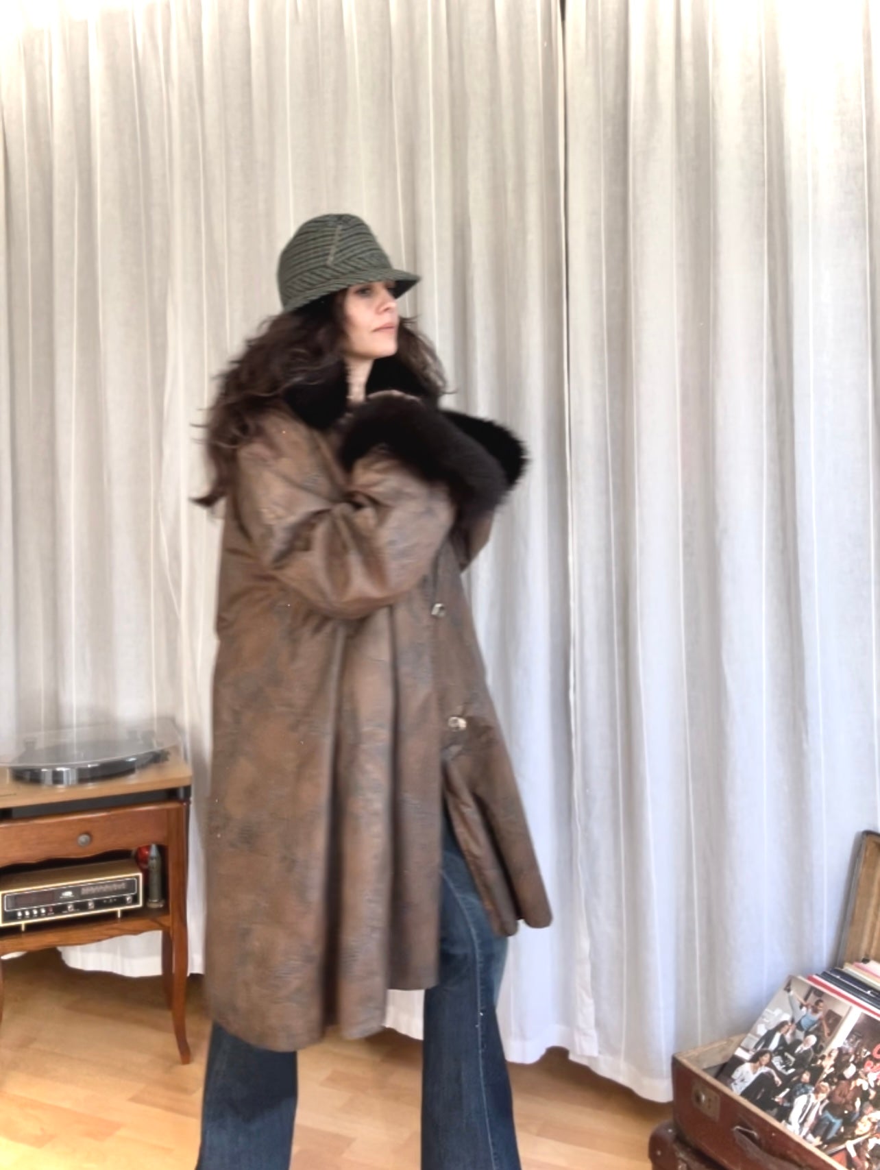 80s vintage winter coat (L)