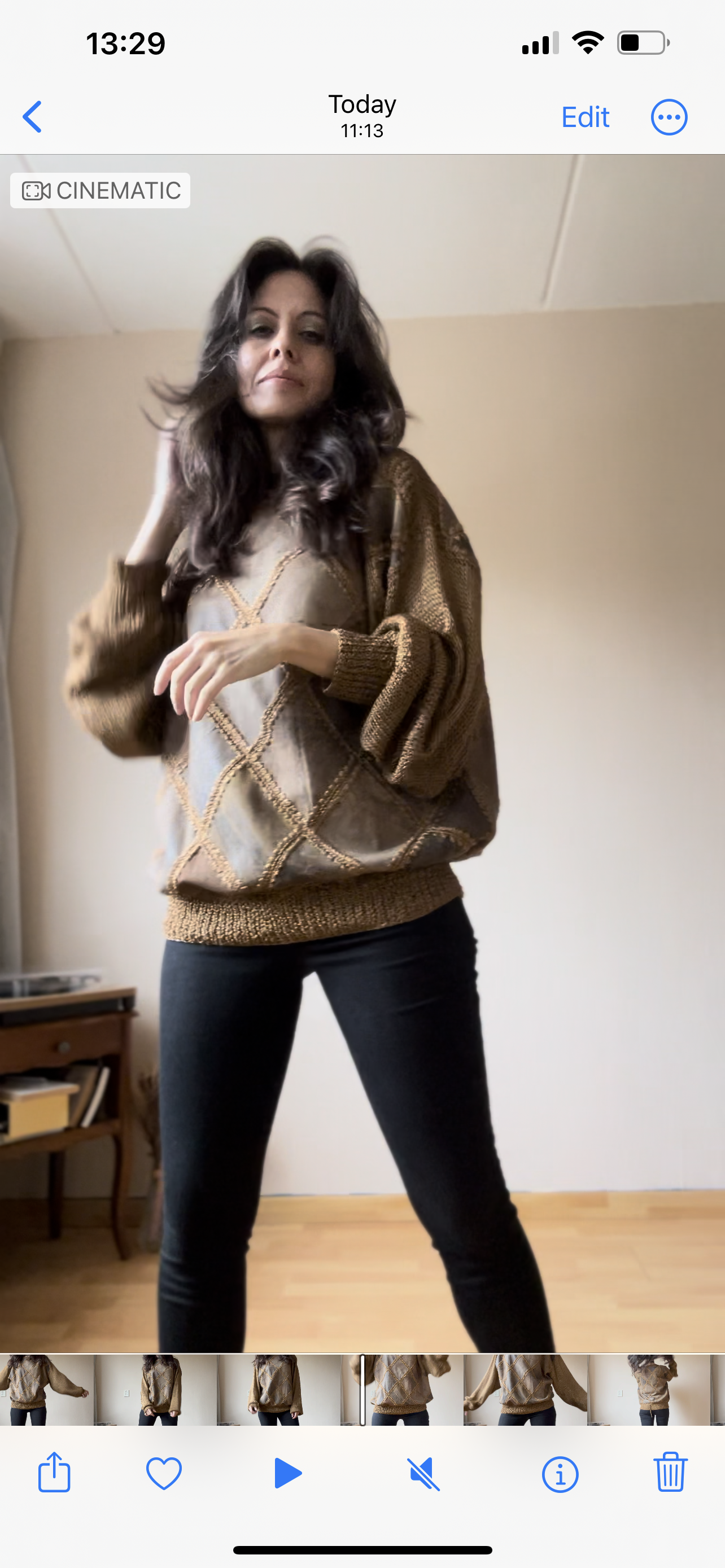 Vintage sweater with leather patches