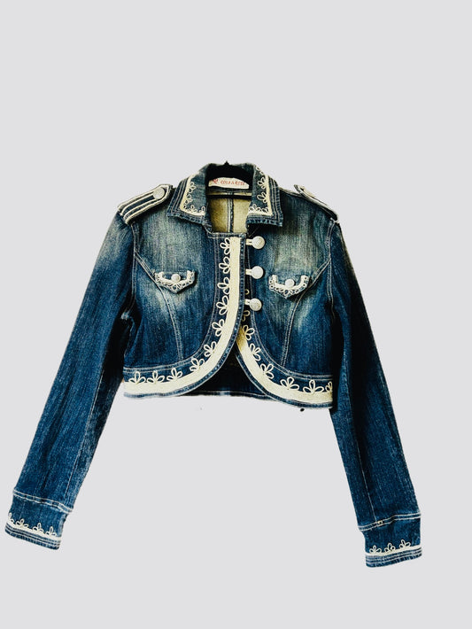 Embroidered denim bolero