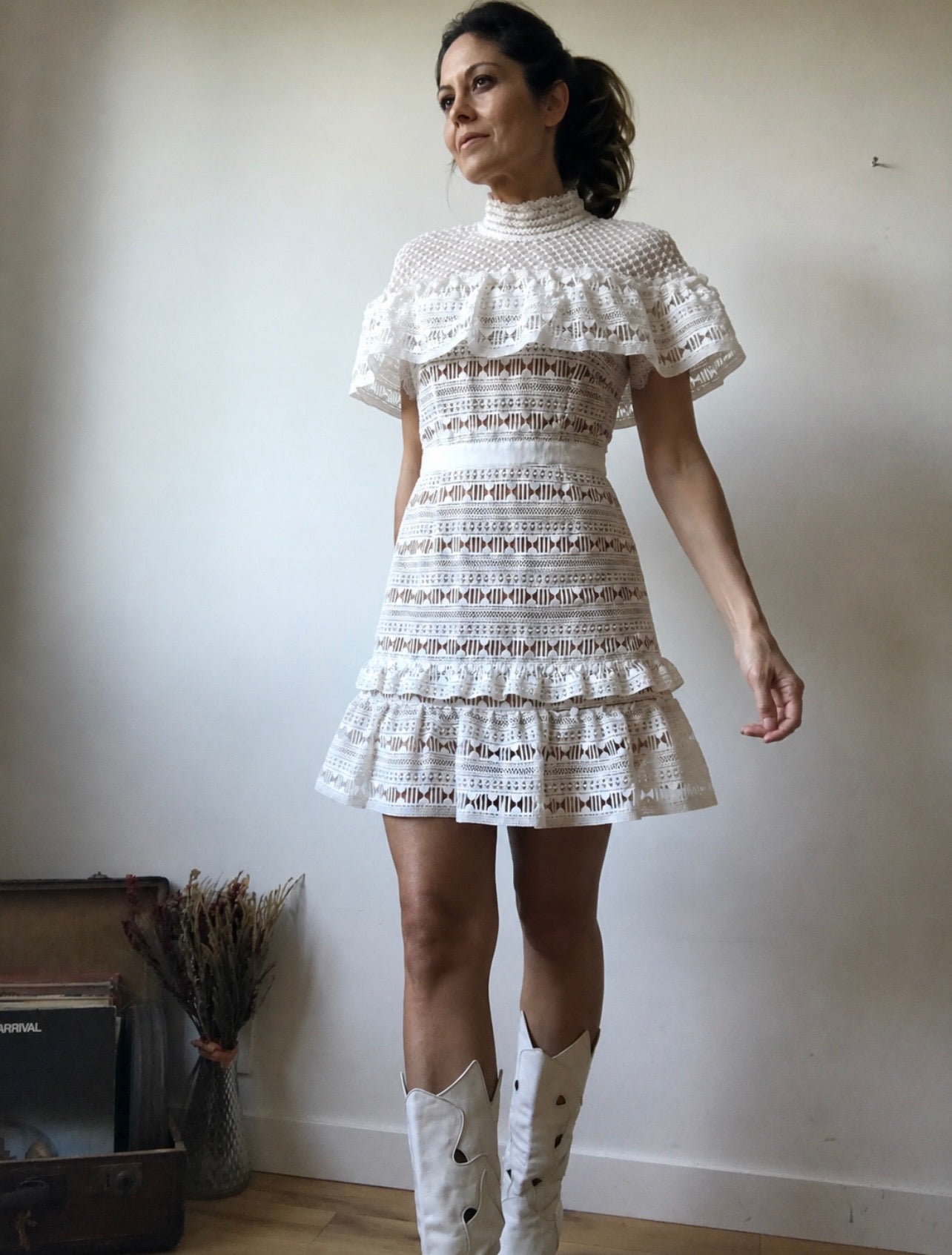 Self-Portrait guipure lace mini dress