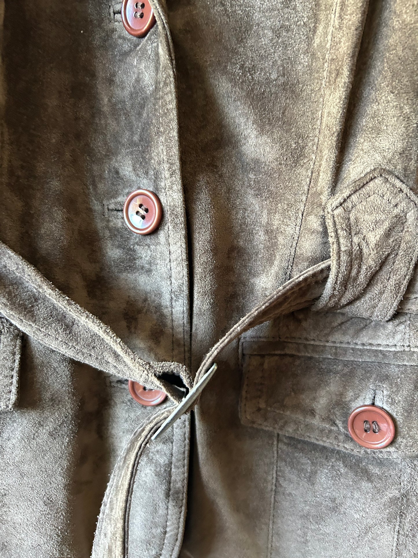 Belted suede jacket