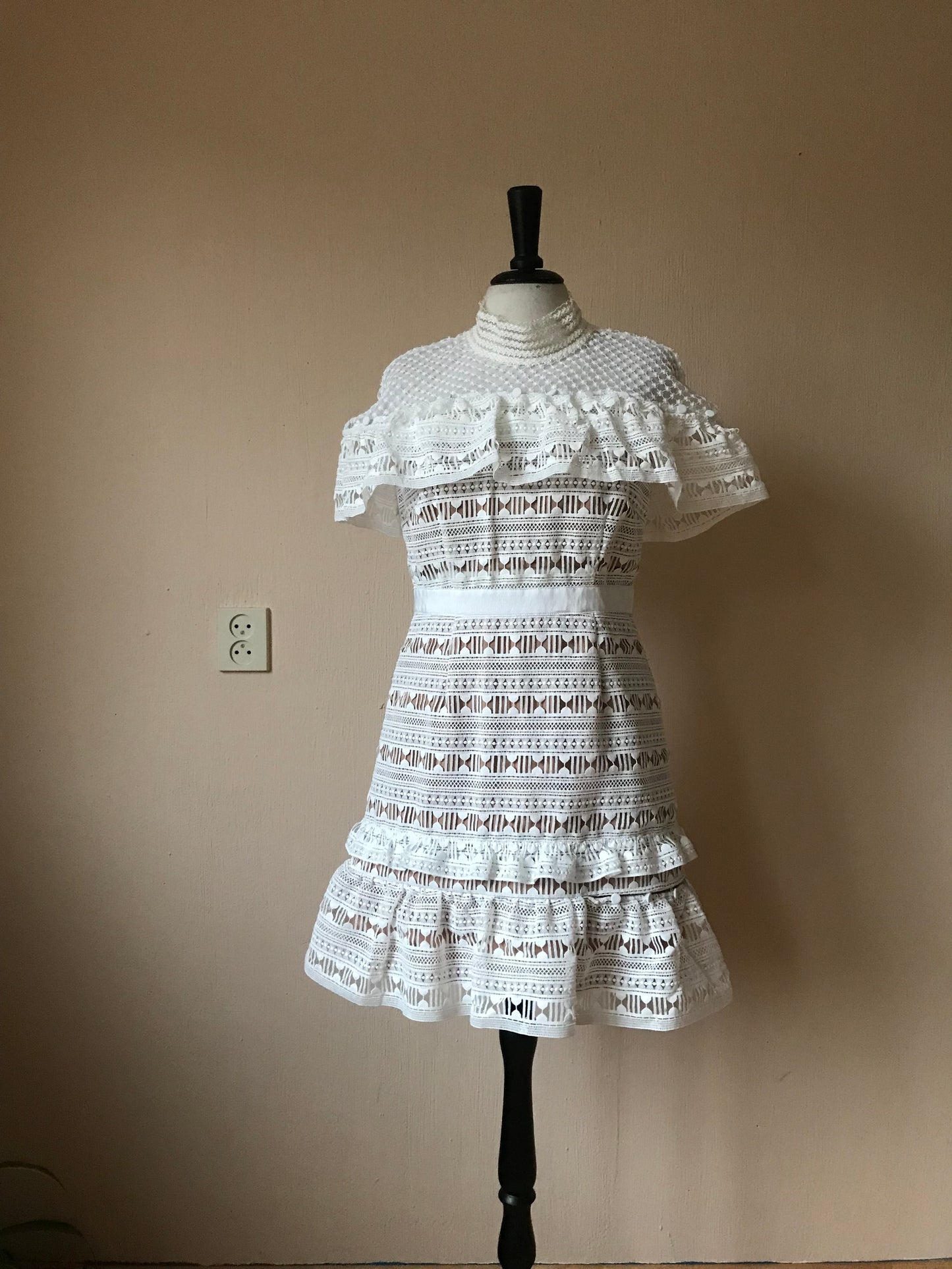 Self-Portrait guipure lace mini dress