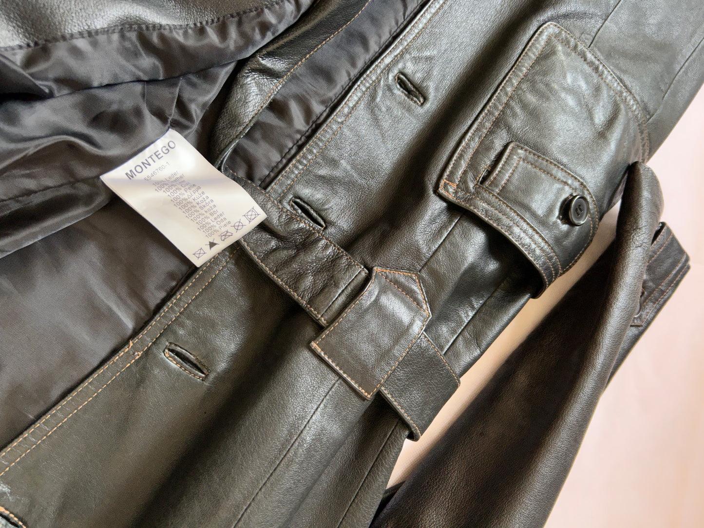 Leather trench-coat