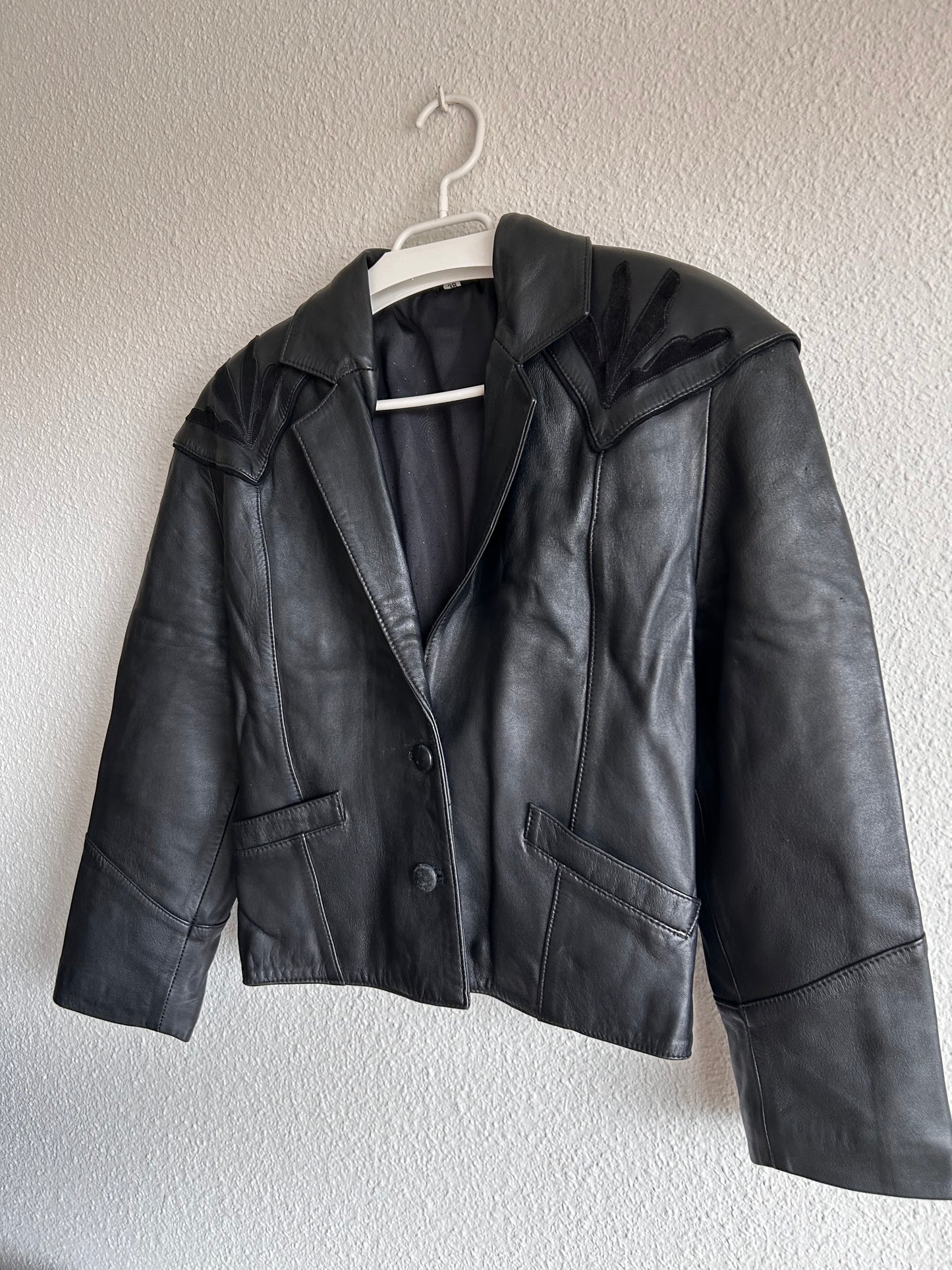 80s leather crop jacket