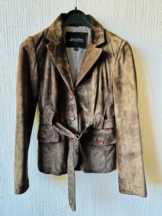 Belted suede jacket