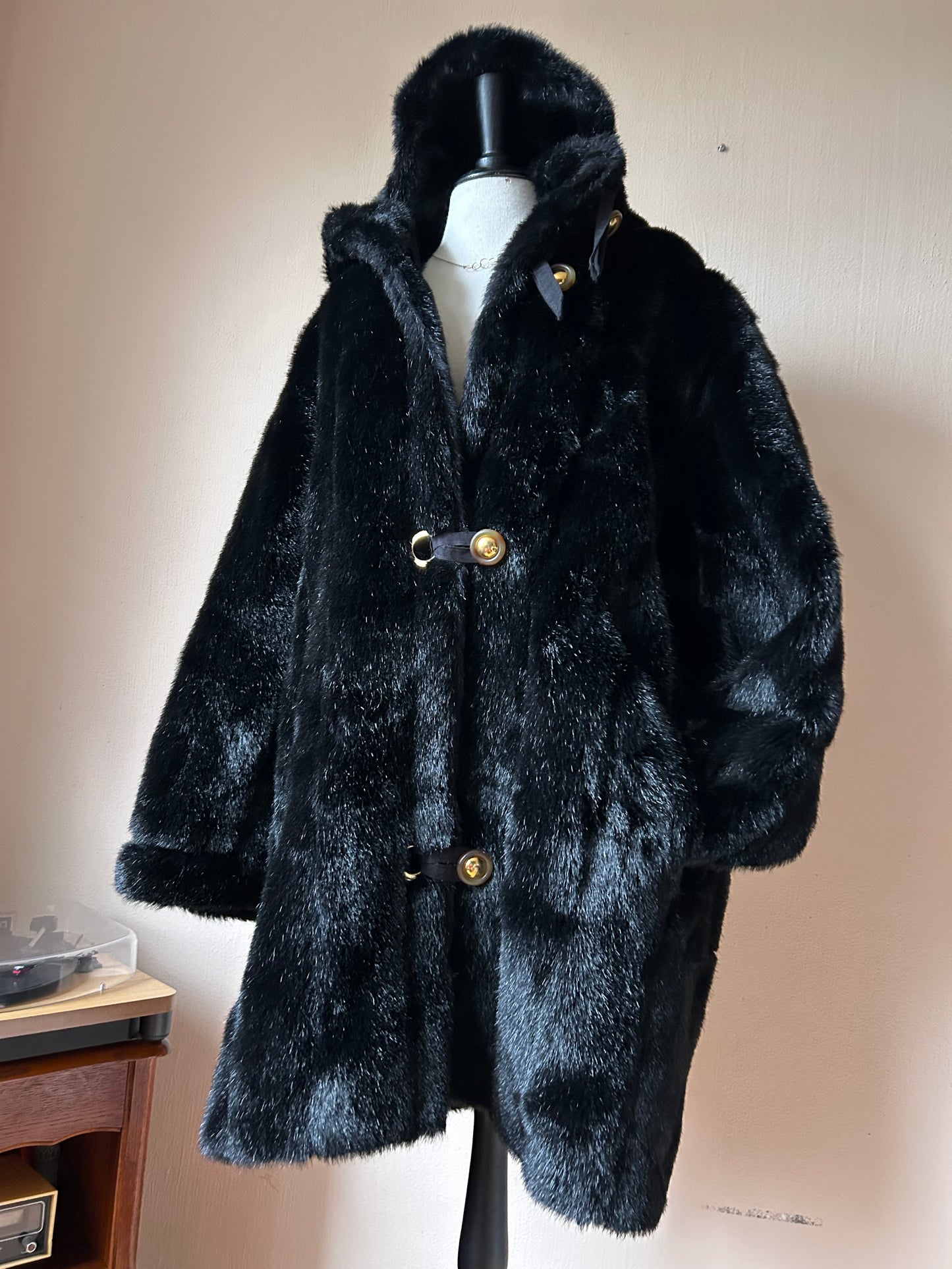 Faux fur hoodie coat L/XL