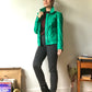 Green leather biker