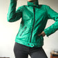 Green leather biker