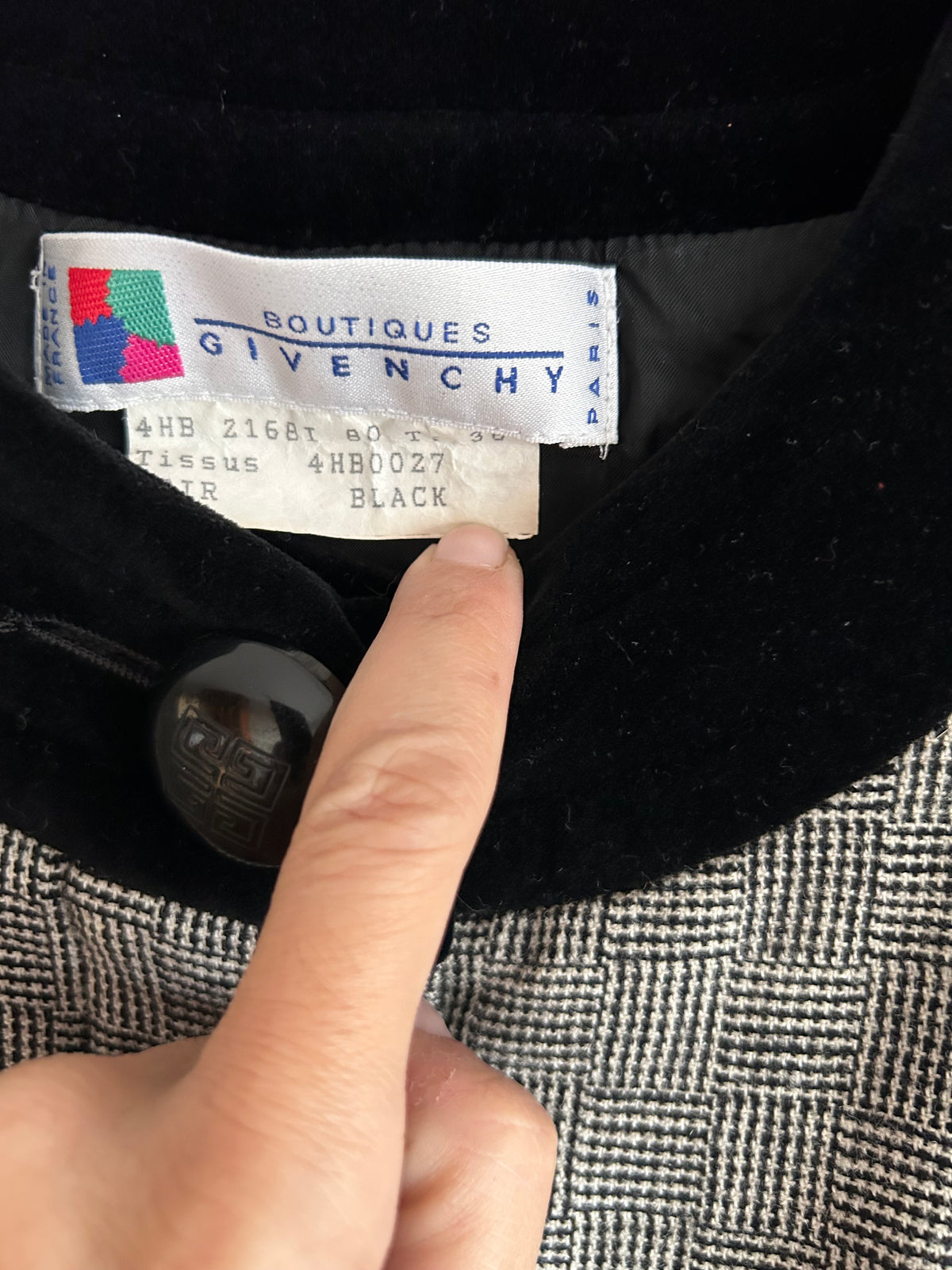 Vintage Givenchy Paris Houndstooth wool Midi Dress