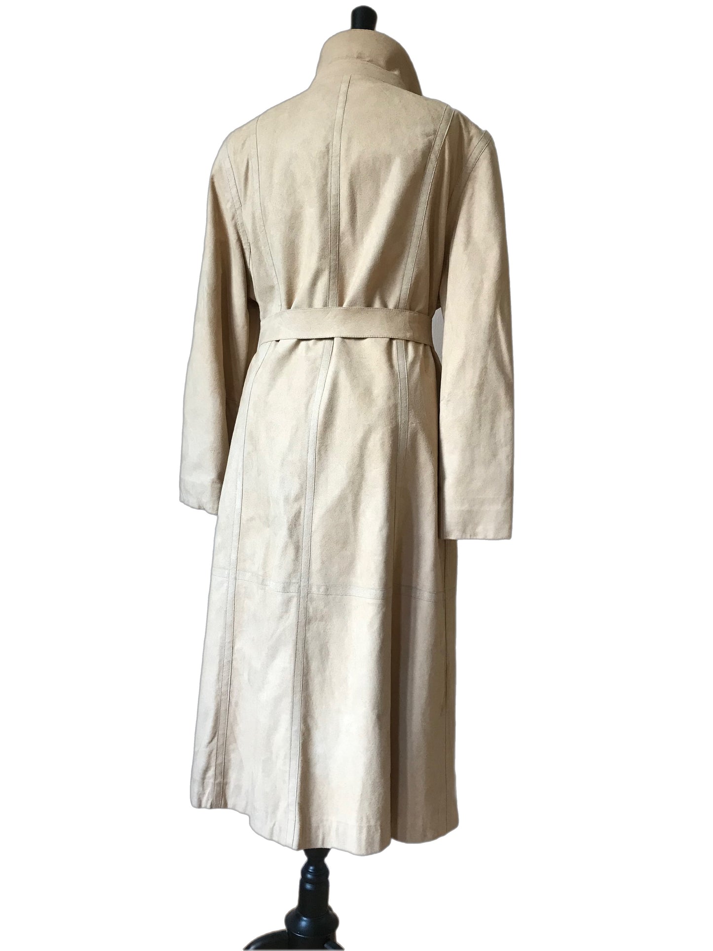 Suede look maxi vintage trenchcoat