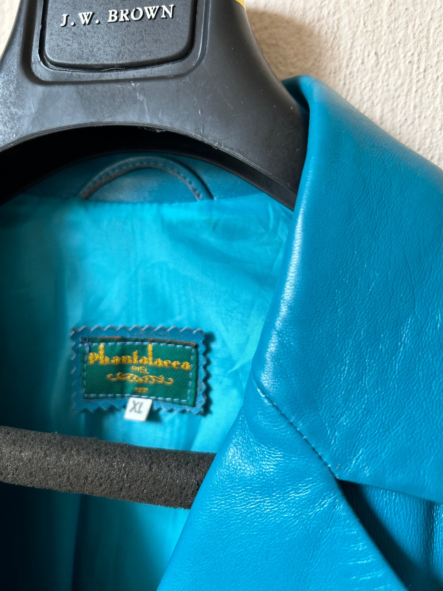 Turquoise leather jacket (XL)