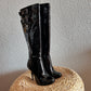 Tucino Black Patent Leather Knee-High Stiletto Buckle Boots – Size 37