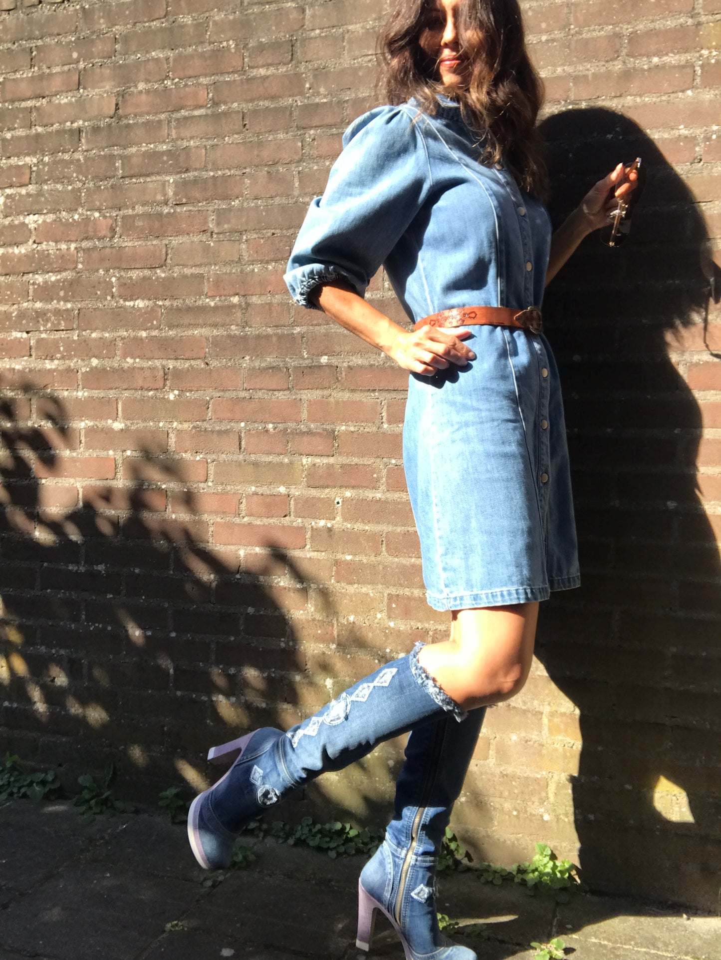 Denim boots