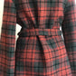 Checkered belted wool coat