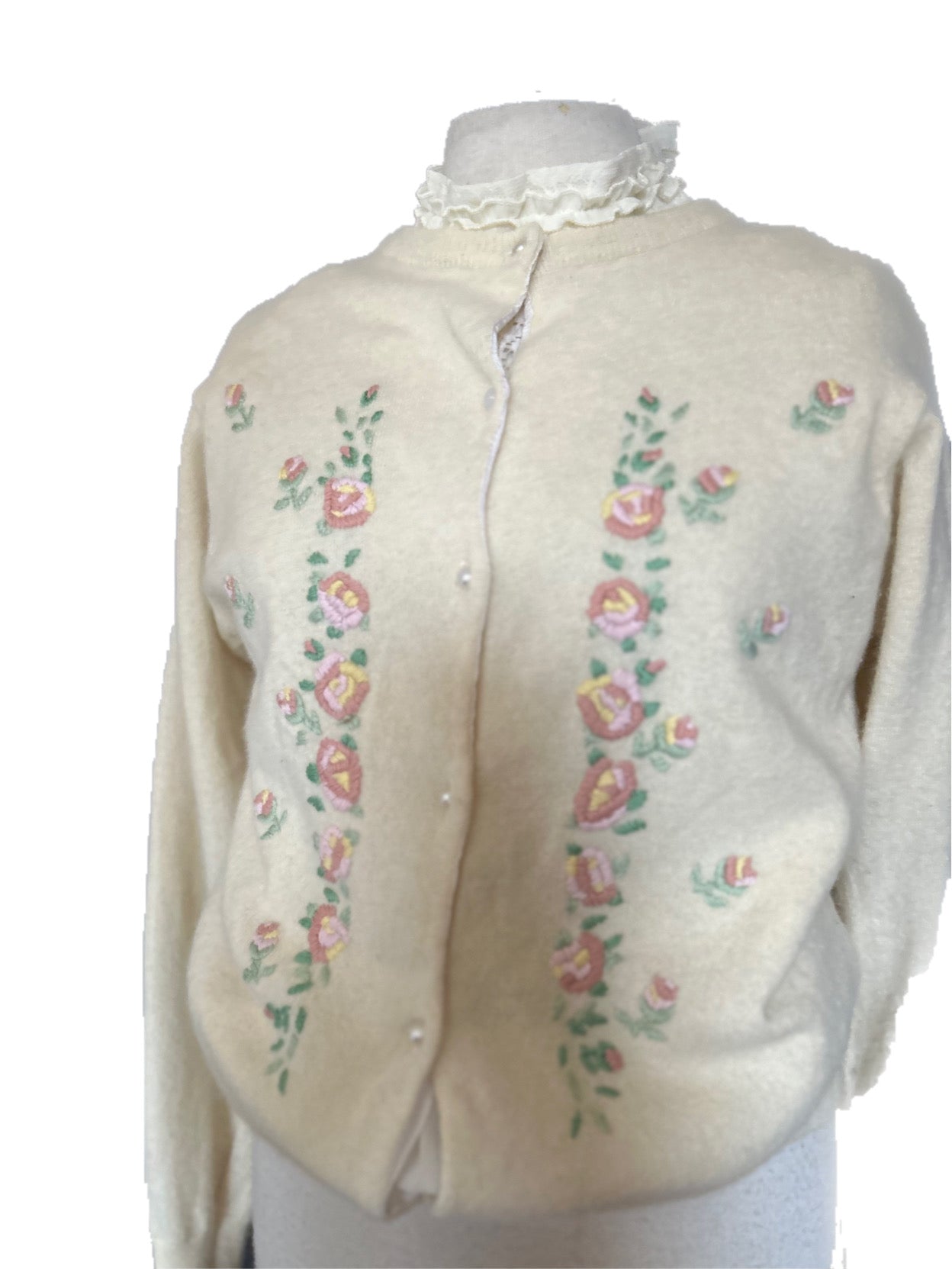 Embroidered wool cardigan