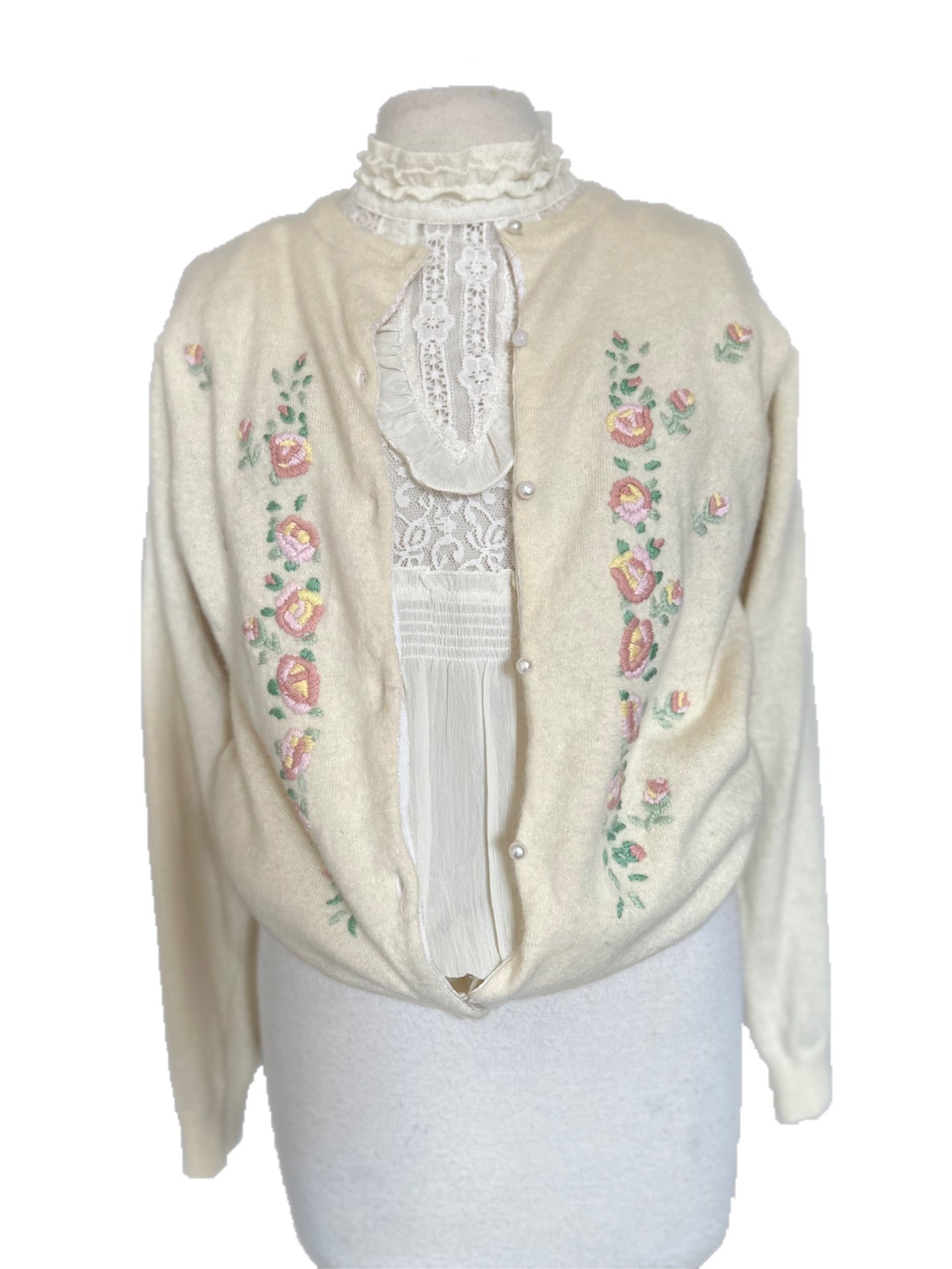 Embroidered wool cardigan