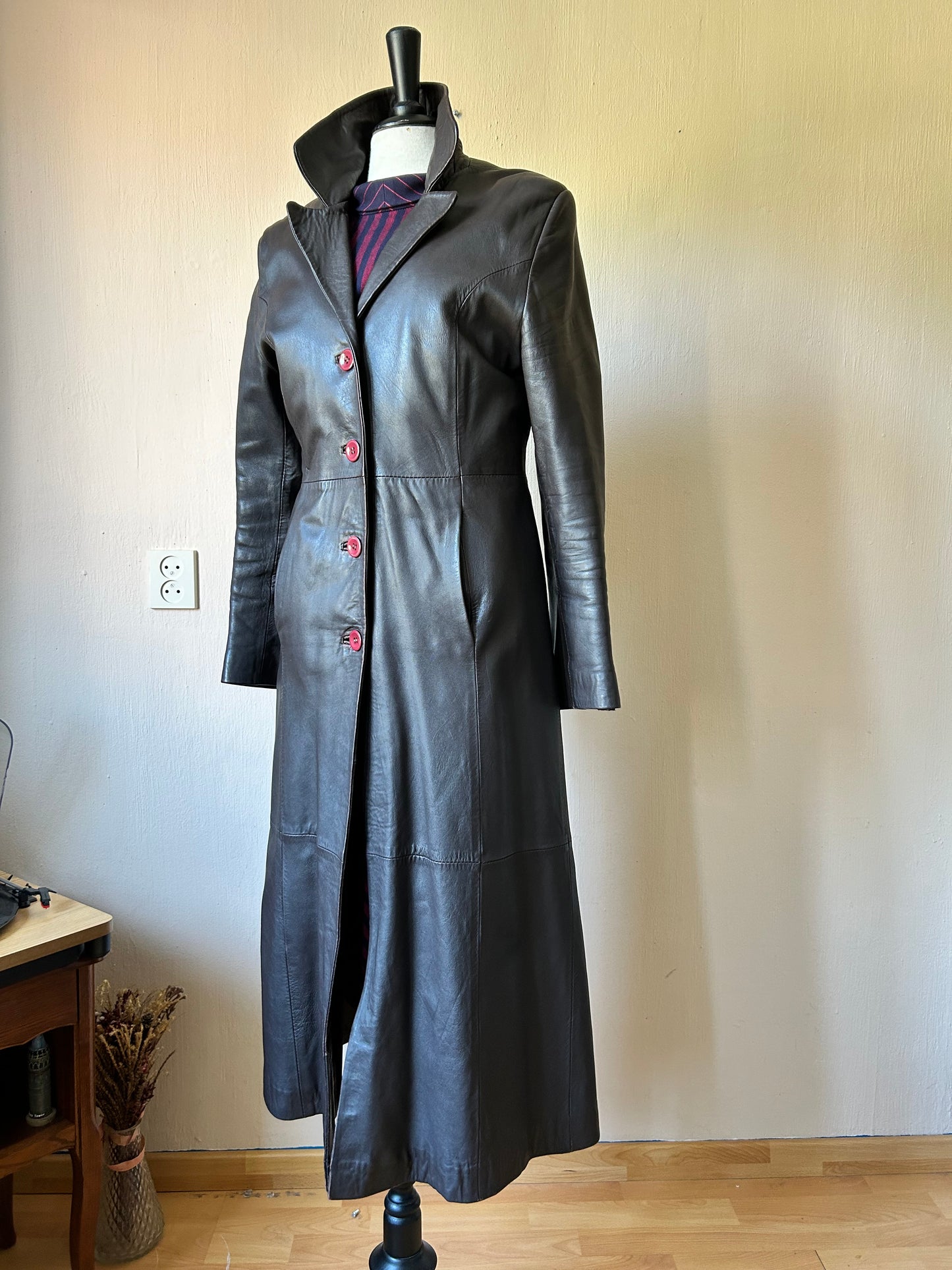 Vintage maxi leather coat