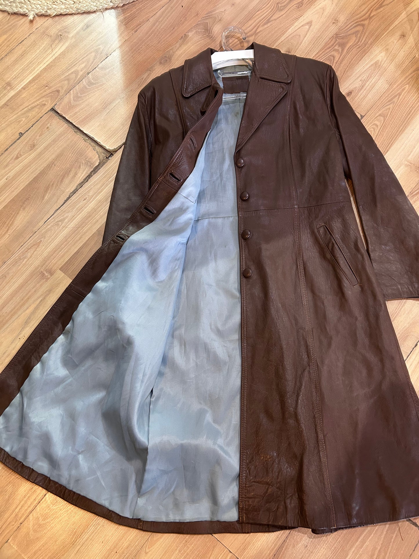 70s leather trench coat