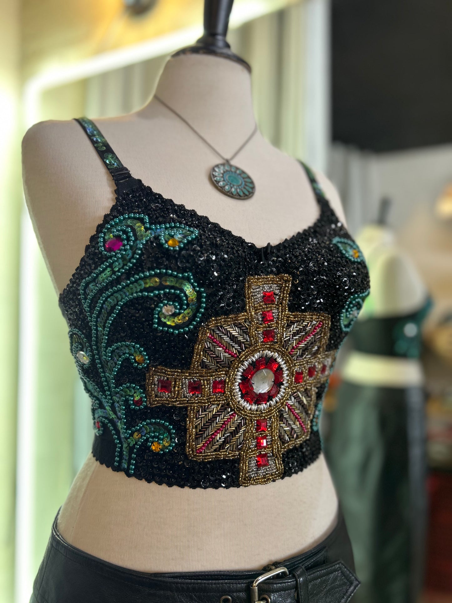 Embellished bustier/ crop top