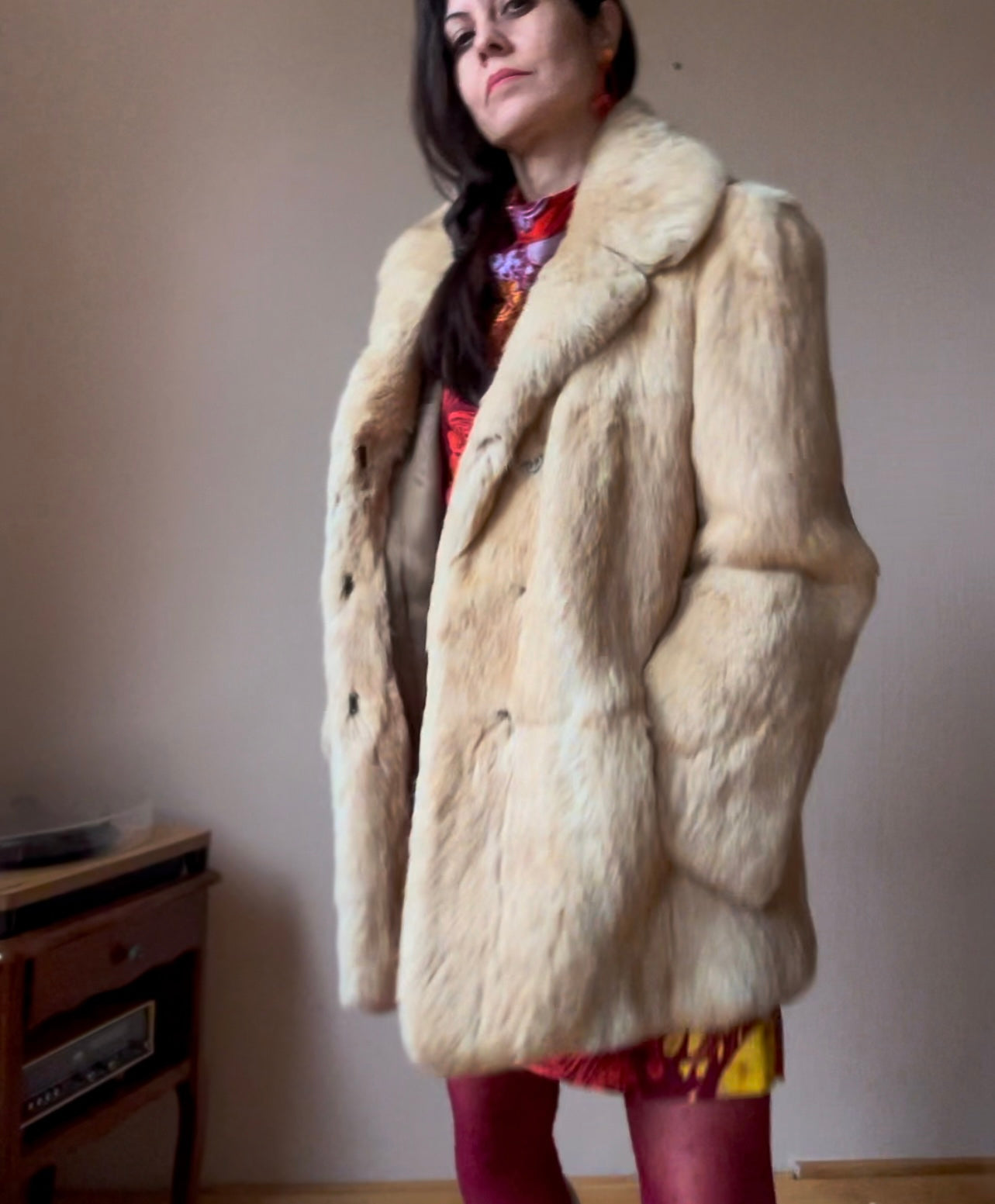 Fox fur vintage coat