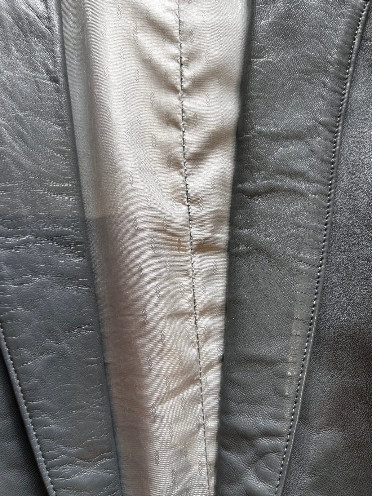 80s classic oversized leather jacket M/L