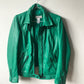 Green leather biker