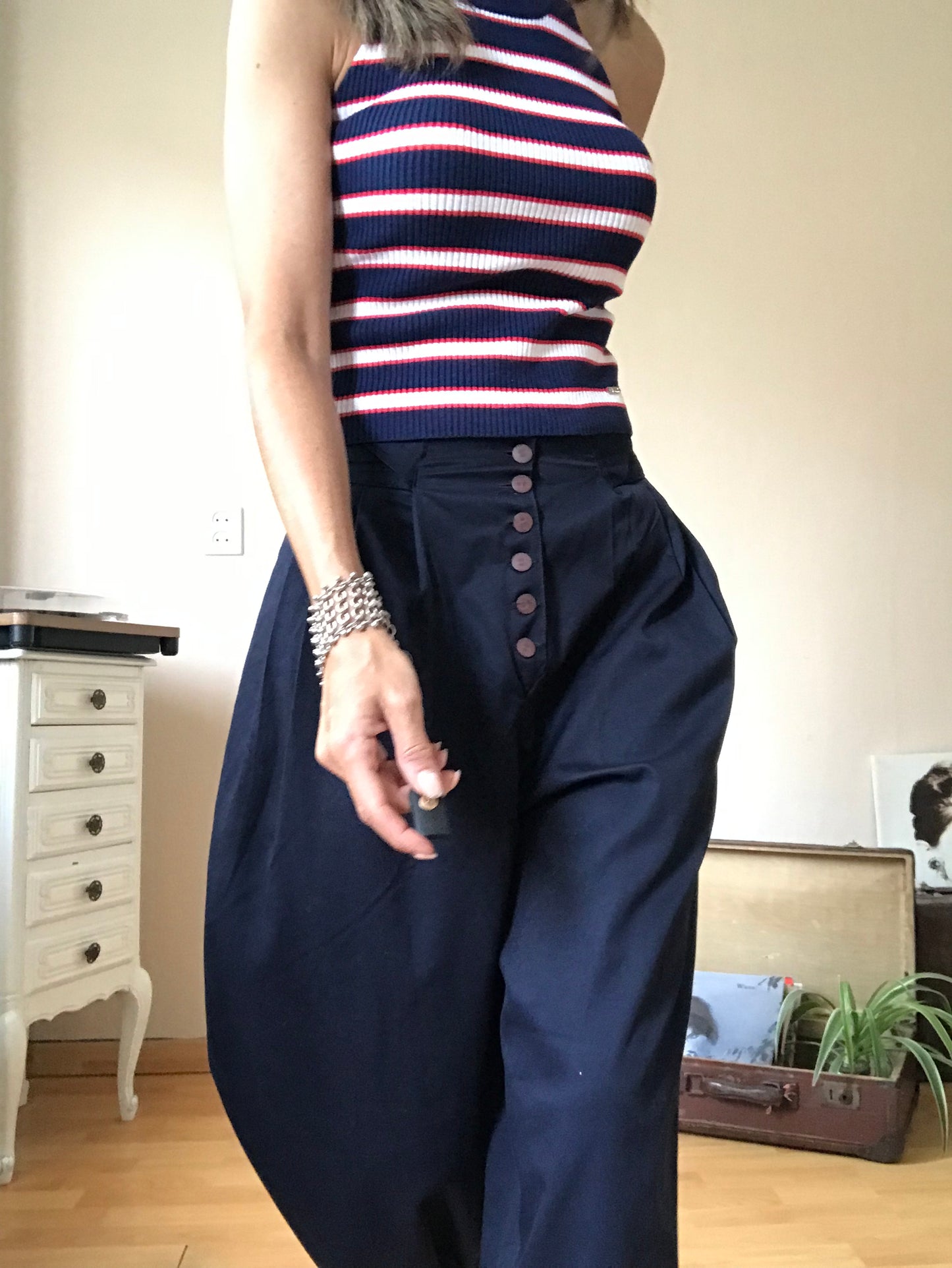 High waist pleated pants