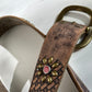 Metal embroidered solid leather belt