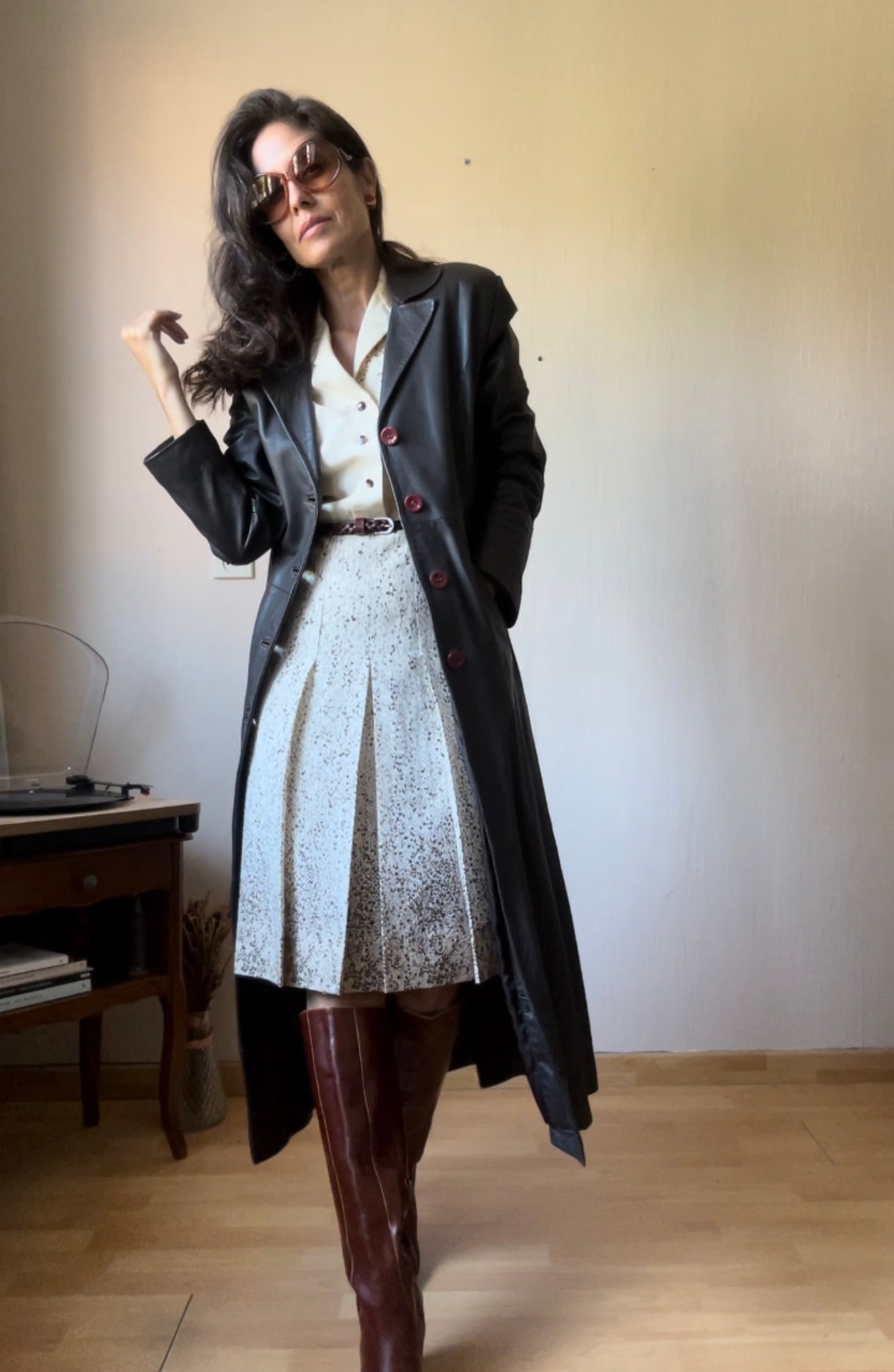 Vintage maxi leather coat