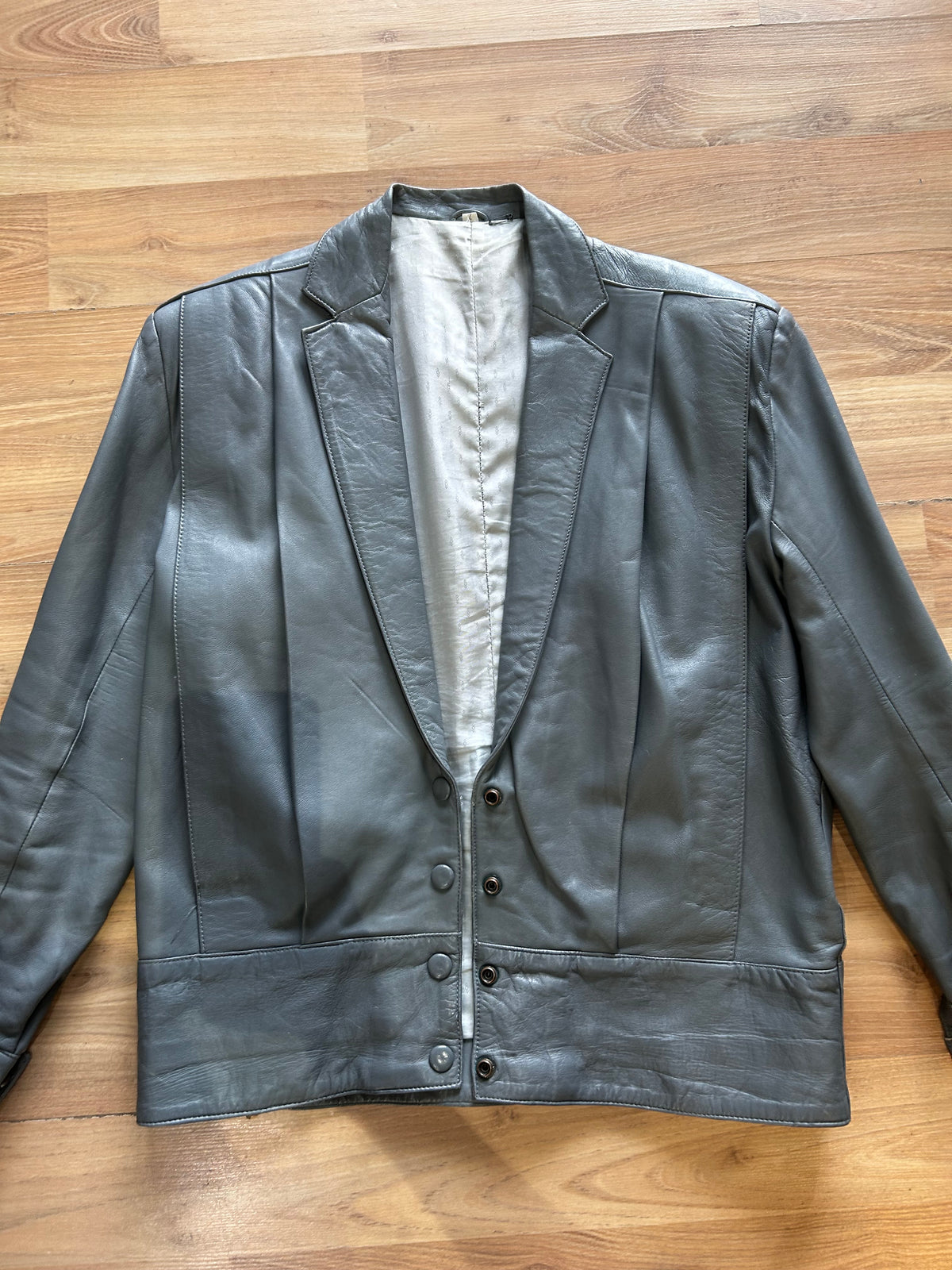 80s classic oversized leather jacket M/L