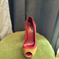 Gucci Tricolor Suede Peep-Toe Platform Pumps - Size 37.5 C⁠