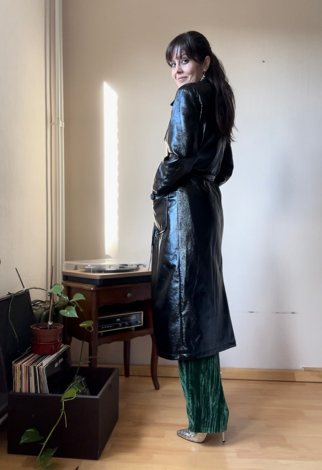 Noize vegan leather trench coat