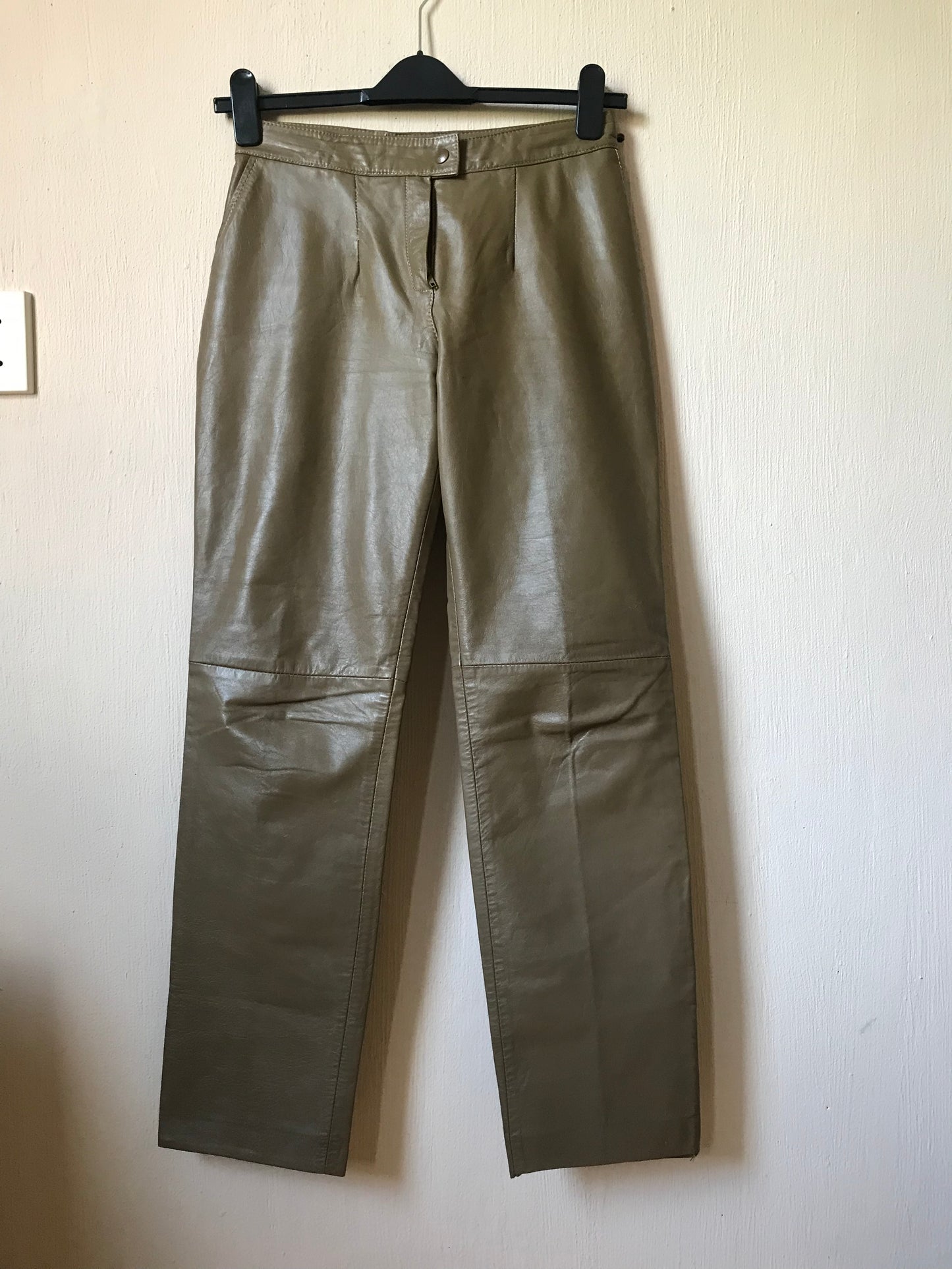 Khaki leather pants