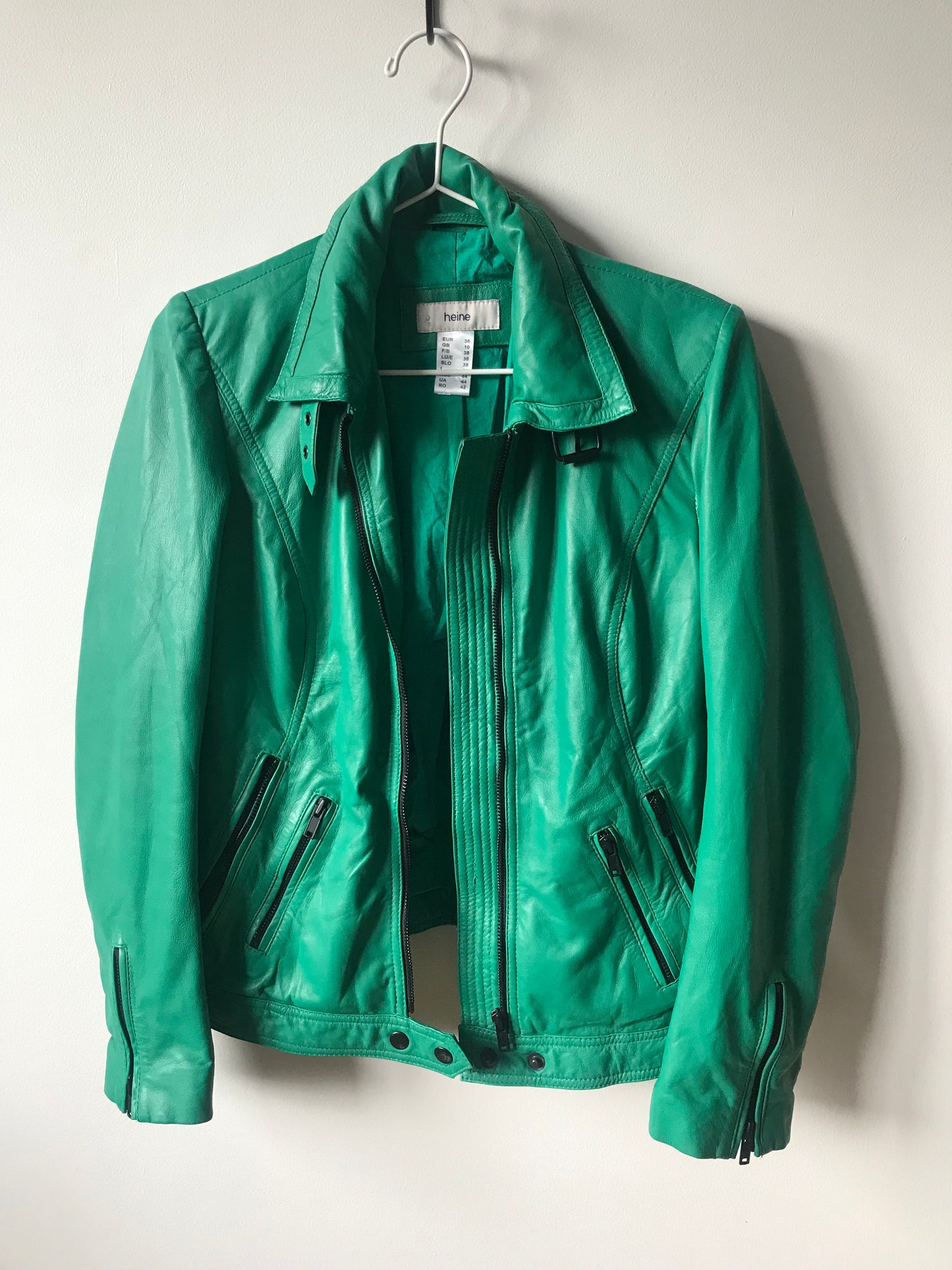 Green leather biker