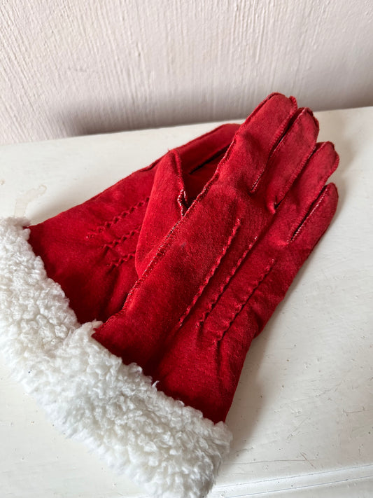 Red suede gloves