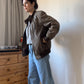 80s leather flight bomber jacket