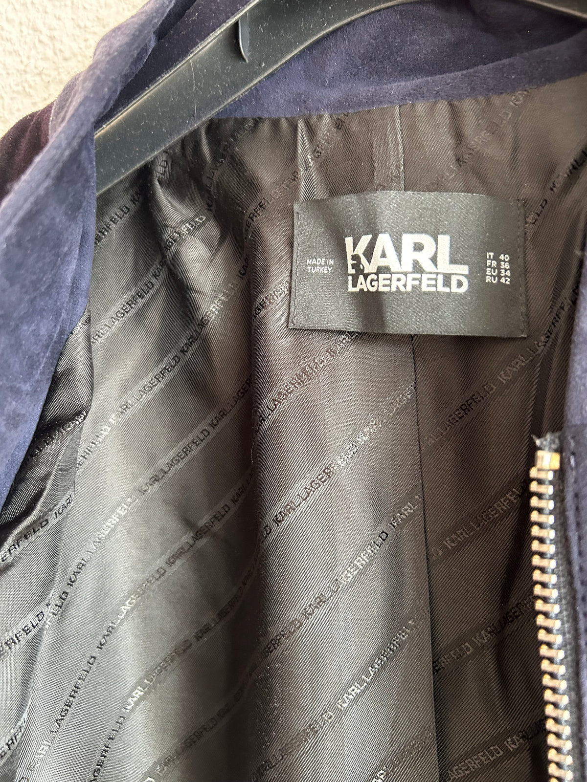 Karl Lagerfeld Colorblock Suede Bomber Jacket - EU 34 / FR 36 / IT 40⁠