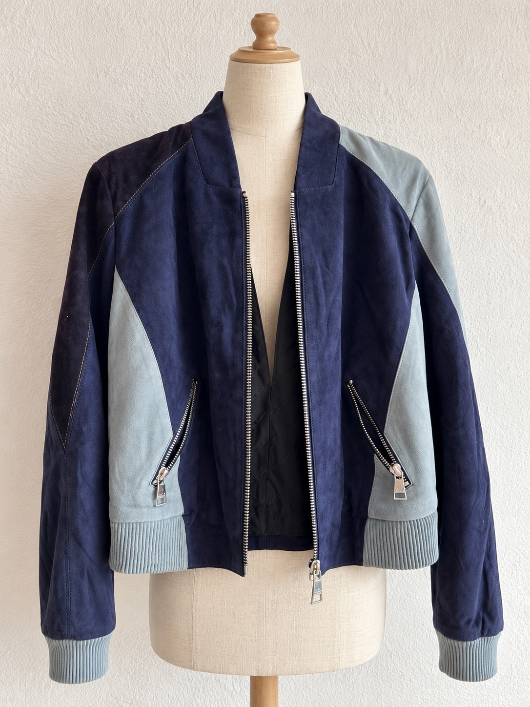 Karl Lagerfeld Colorblock Suede Bomber Jacket - EU 34 / FR 36 / IT 40⁠
