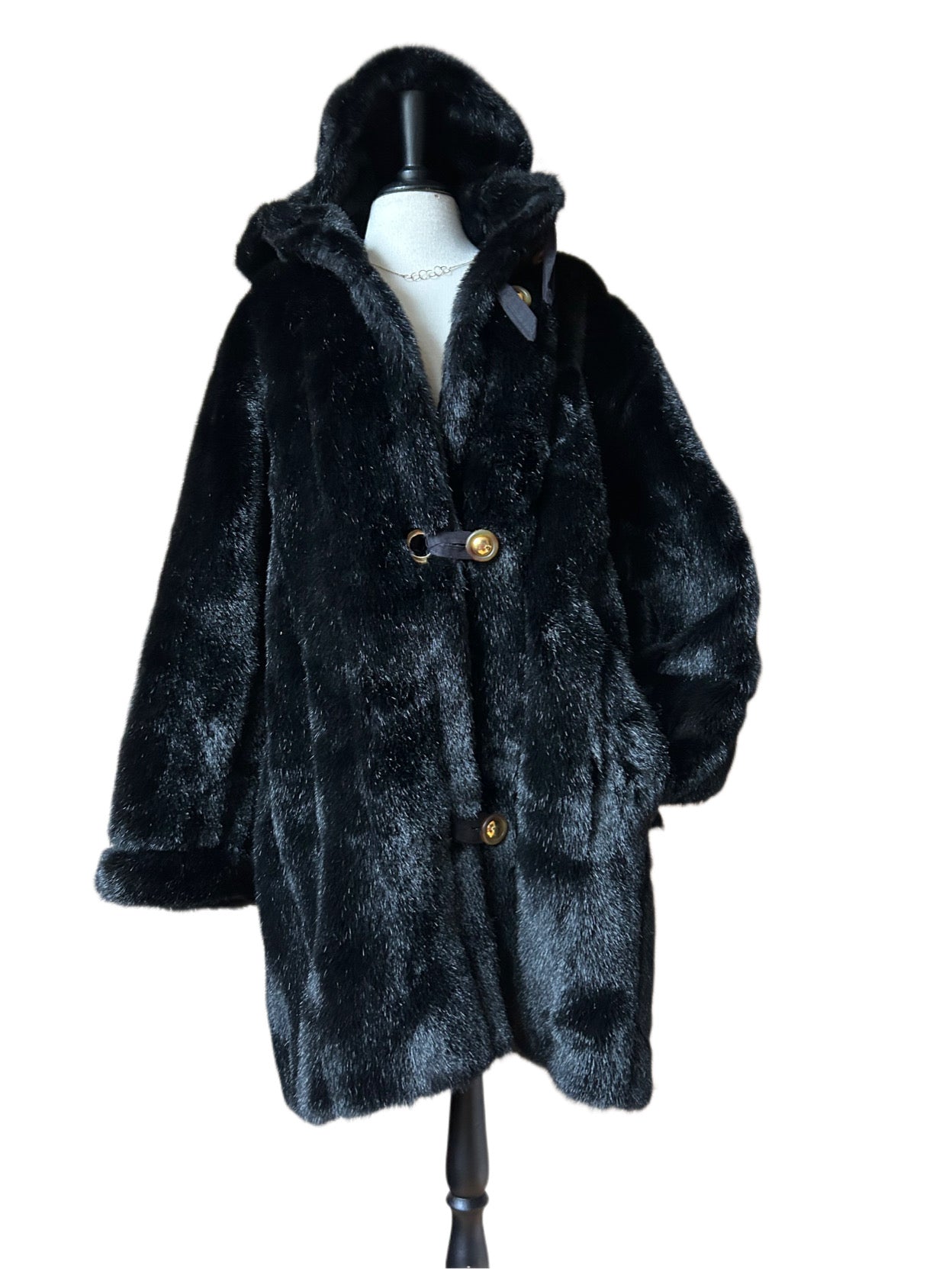 Faux fur hoodie coat L/XL