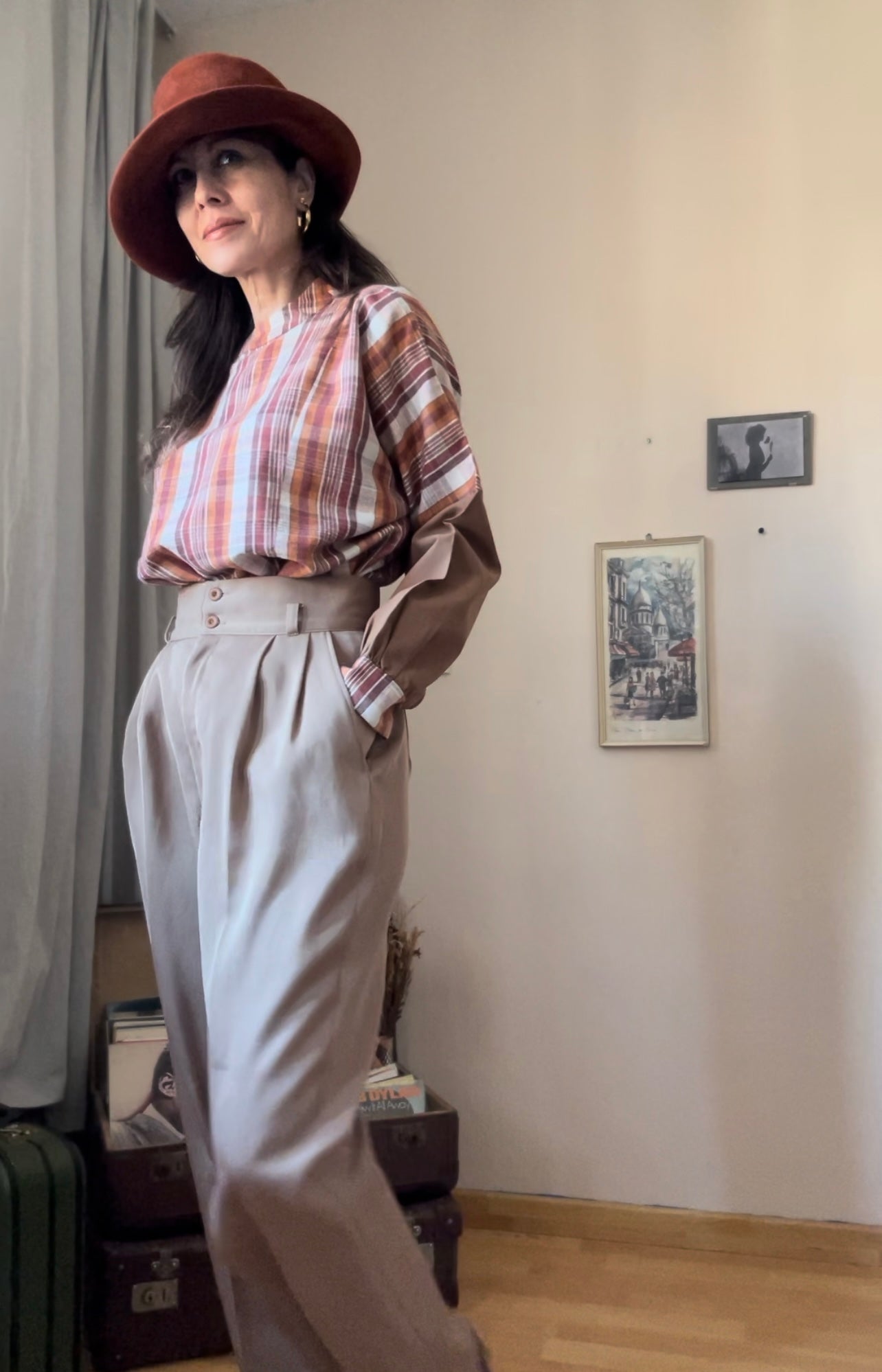 Pleated high waist pants