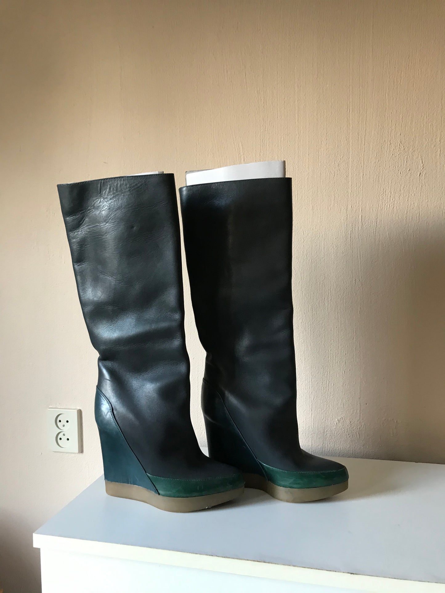 Jil Sander knee length platform boots